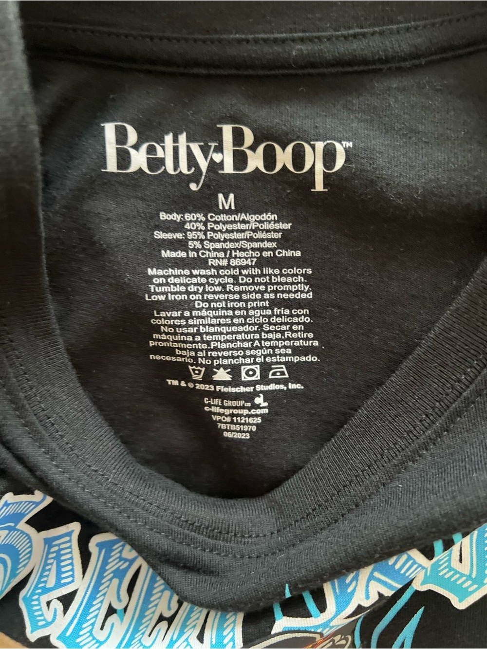 Y2K Betty Boop Biker Graphic Mesh Flame Sleeve Crop Top Medium - Picture 5 of 5